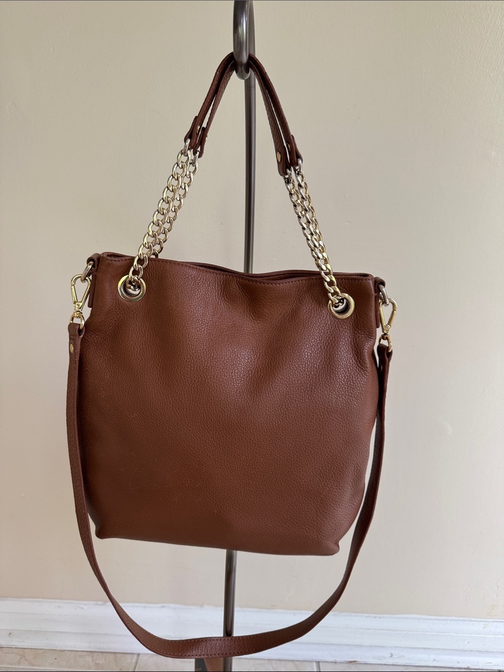 Michael Kors Women’s Brown Gold Chain-Handle Shoulder Bag